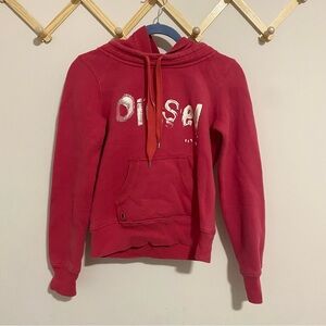 Vintage Diesel Hot Pink Logo Hoodie size Small